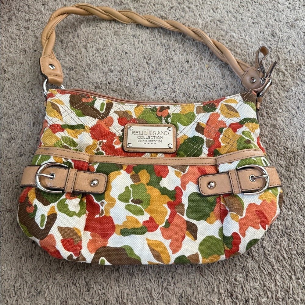 Relic Camouflage Shoulder Bag with Buckle Accents